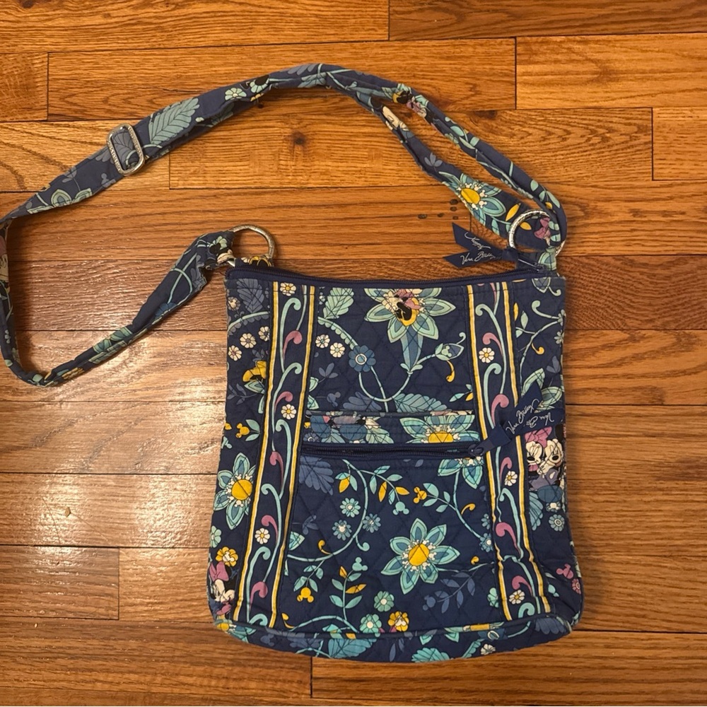 Vera Bradley Disney Parks Mickey Blue Floral Quilted Hipster Crossbody Bag
